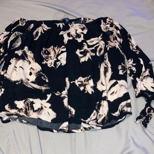 Black off shoulder with light pink flowers